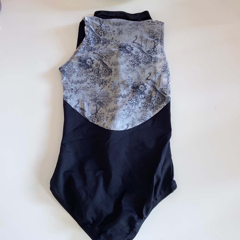 Ainsliewear girl mesh zip up velvet collar leotard